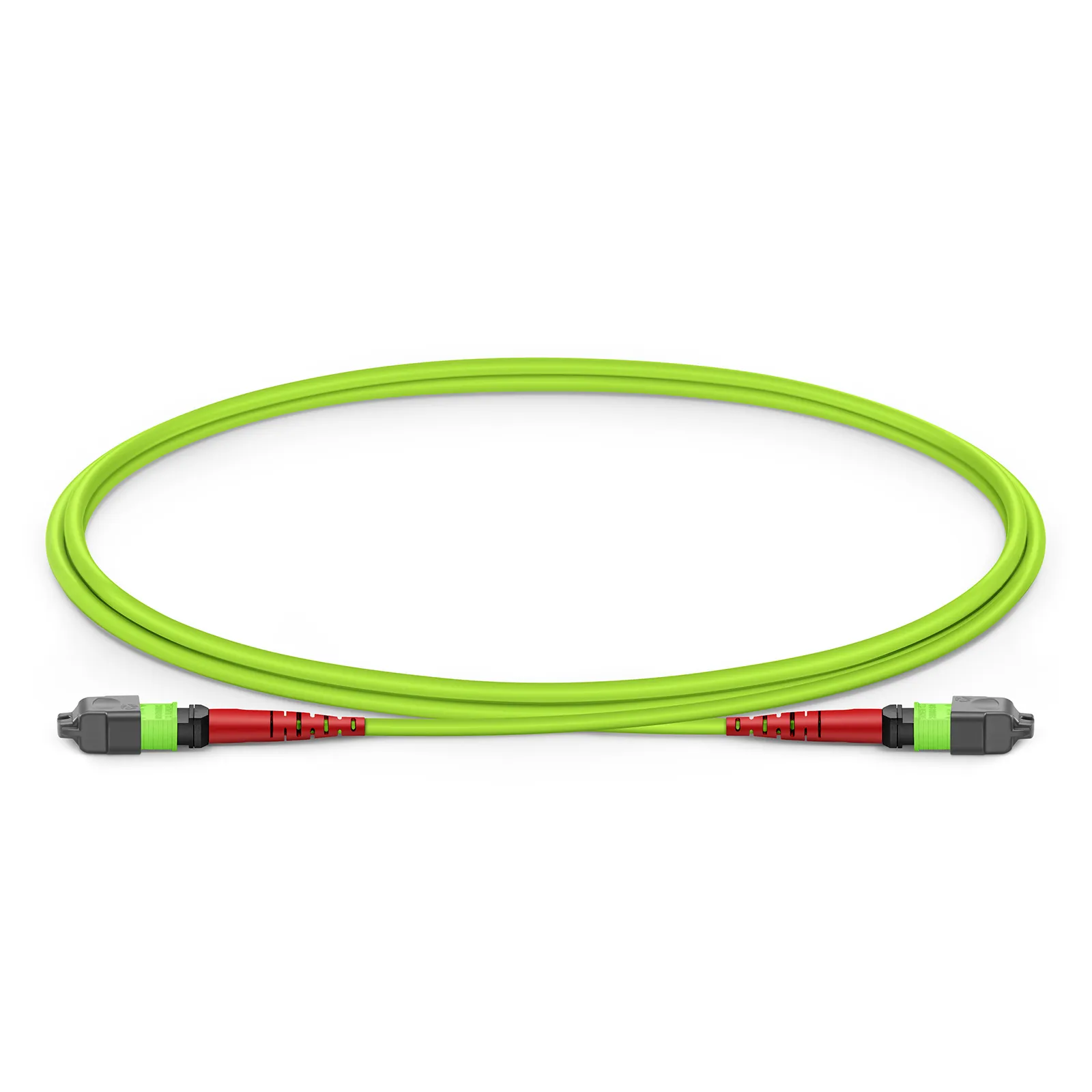 OM5 24芯MTP®-24 UPC（母头）转MTP®-24 UPC（母头）光纤跳线多模Plenum（OFNP），0.35dB，极性A，柠檬绿