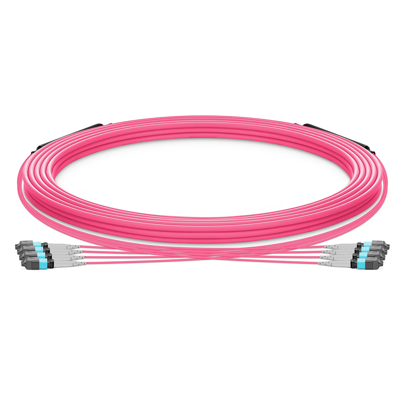 OM4 32芯MTP®-8 UPC（公头）转MTP®-8 UPC（母头）多模主干跳线，Plenum（OFNP），0.25dB，极性A，双护套，品红色