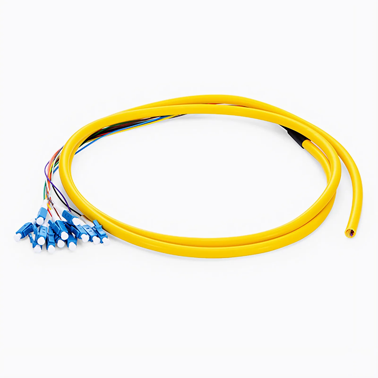 1.5m 12芯 LC/UPC 单模 束状圆缆光纤尾纤-0.9mm PVC护套