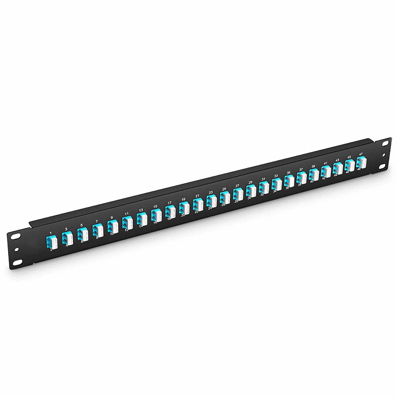  1U 19”48芯 24xLC/UPC双工多模OM4光纤适配器面板，陶瓷套管