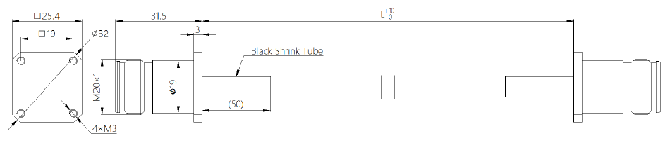 High-Temperature Cable Assembly  4310 Square Flange Female - 4310 Square Flange Female 4310FP-4310FP-0101 HF086FR(PT2935U) Lm HF086