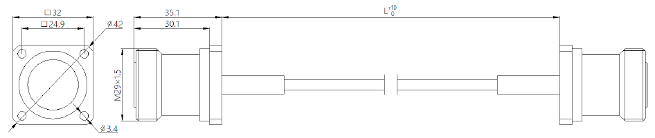 High-Temperature Cable Assembly  7/16 Square Flange Female - 7/16 Square Flange Female 7/16FP-7/16FP-0101 HF086FR(PT2935U) Lm HF086