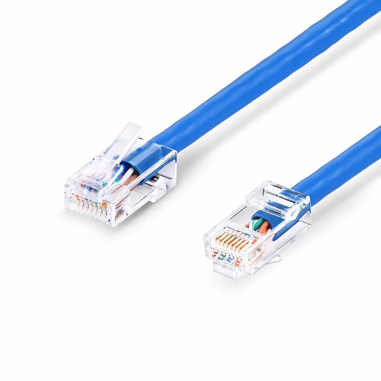Cat6 24AWG无尾套非屏蔽（U/UTP）PVC CM以太网网络跳线，蓝色 