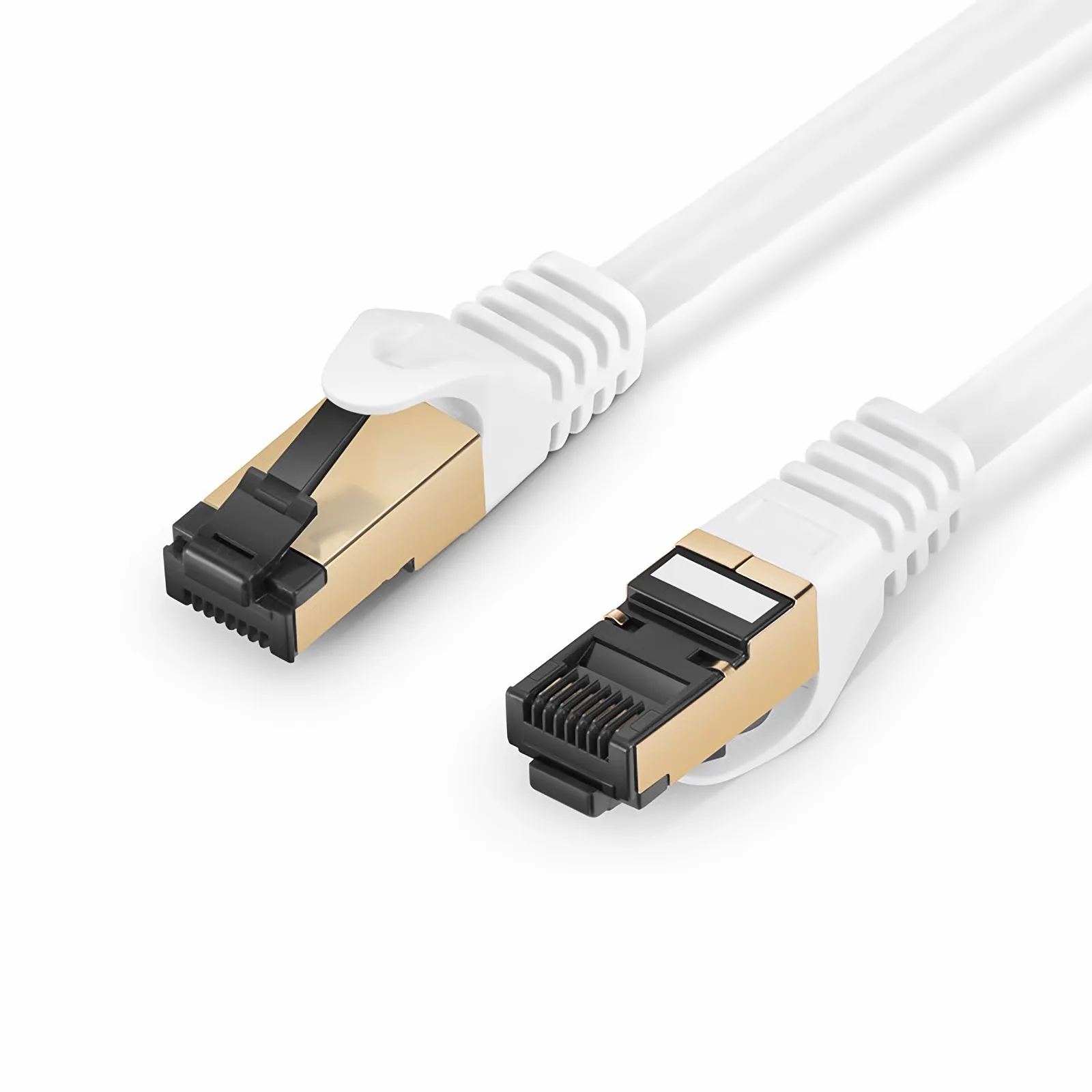 Cat8八类 双屏蔽(SFTP)网络跳线,卡沟设计,灰白色,PVC CMX 